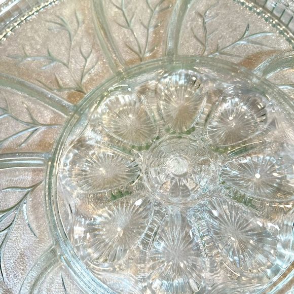 Indiana Glass Clear Pebble Leaf, Tree of life, Deviled Egg, Serving Tray… - Picture 5 of 10